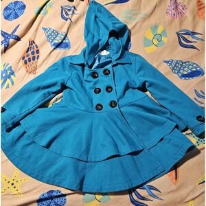 Lily & Londyn Girls Teal Hooded Pea Coat Size 6